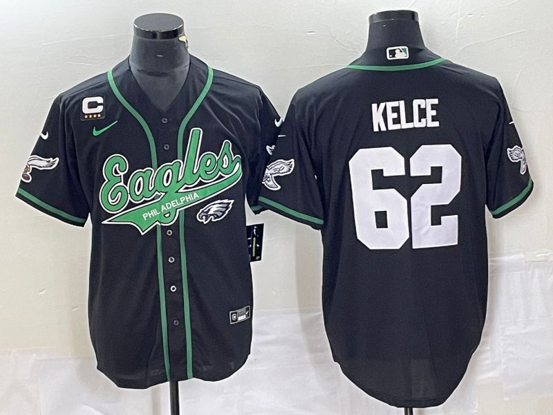 Men Philadelphia Eagles #62 Kelce Black Nike 2023 Co Branding Game NFL Jersey style 4